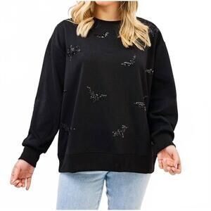 NEW MARY SQUARE little bit batty pullover in black